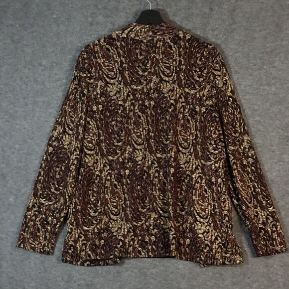 JM COLLECTION Jacket Womens L Metallic Shimmer Knit Twinset Textured Leopard - Picture 5 of 10